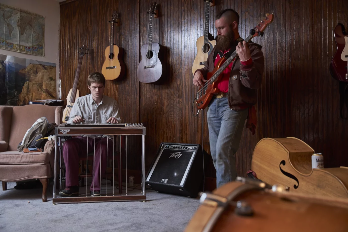 The two Bens playing pedal steel and electric bass